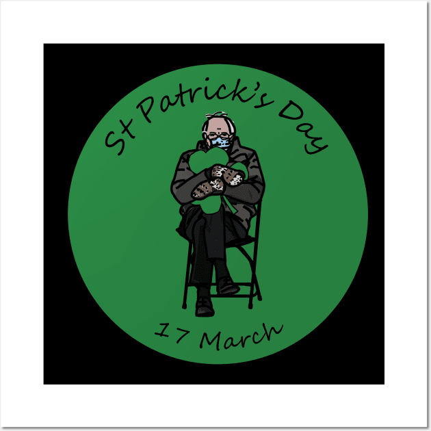 Bernie Sanders Mittens St Patricks Day Wall Art by ellenhenryart